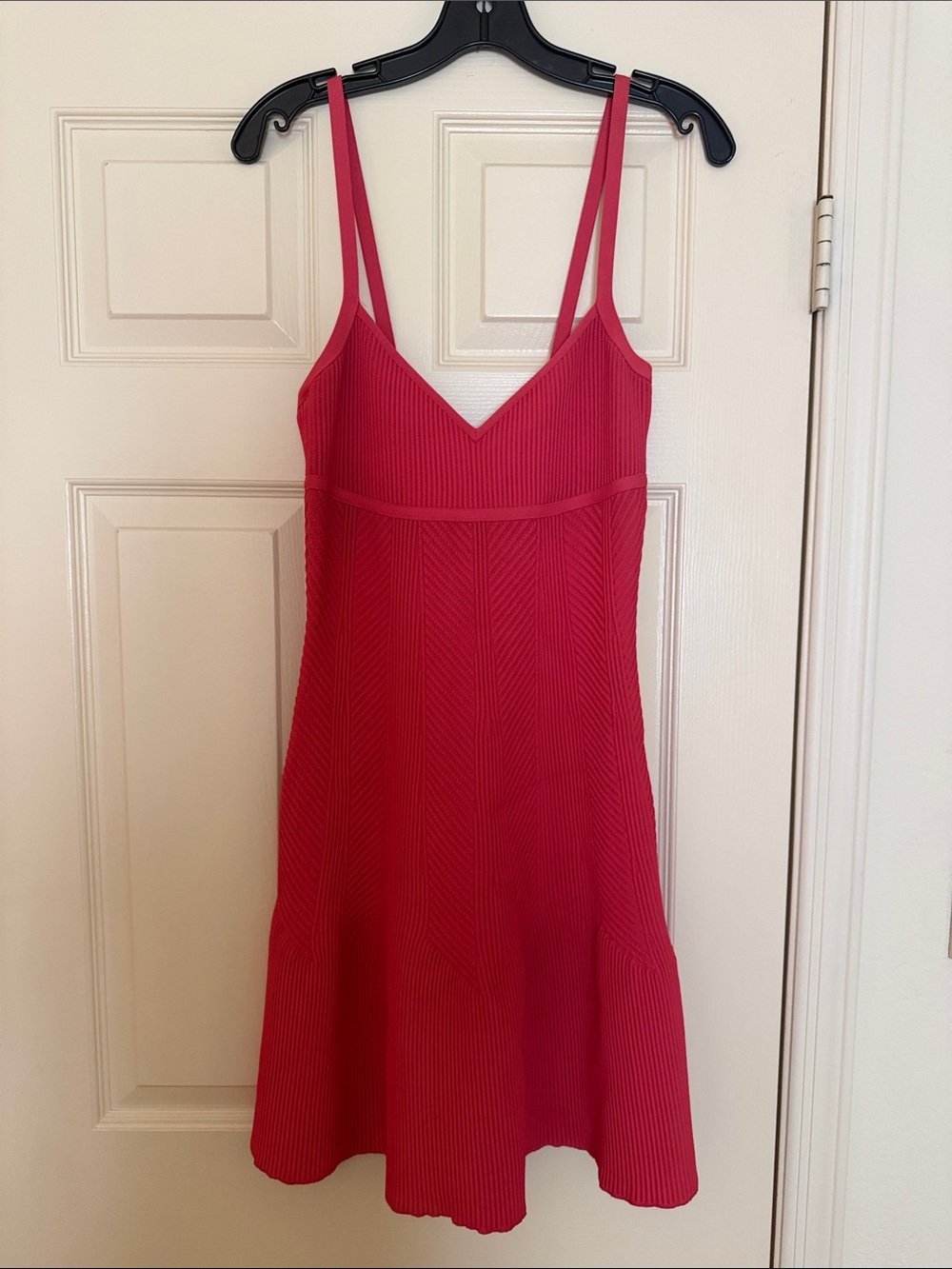 Herve Leger Fuchsia Ribbed Spaghetti-Strap Mini Dress